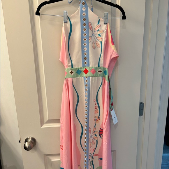 Pink Halter Midi Dress - Boutique Dress - Picture 4 of 5